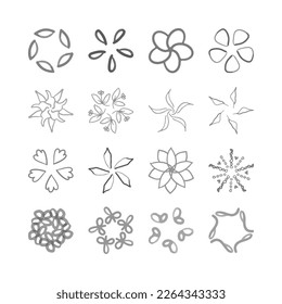 Simple Abstract hand drawn various shapes and doodle Botanical Nature flowers and Leaves objects contemporary modern trendy vector Elements illustration.