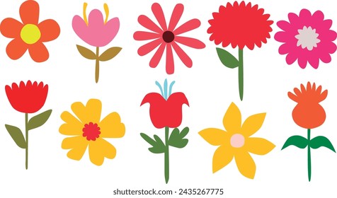 Simple abstracto dibujado a mano varias formas y garabato Botanical Nature flores y hojas objetos modernos contemporáneos vector de moda Elementos ilustración.