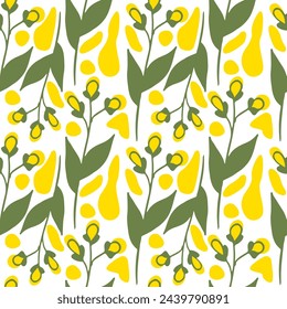 Simple Abstract hand drawn various shapes and doodle Botanical Nature flowers and Leaves objects contemporary modern trendy vector Elements illustration. Vector pattern flat illustration.