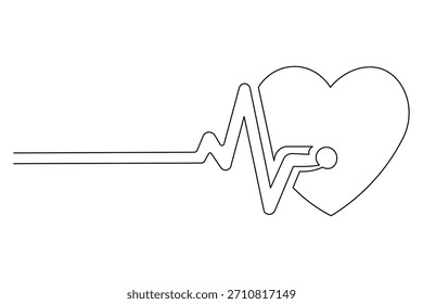 Simple abstract heart line drawing created with smooth minimalist curves for modern elegant romantic artwork