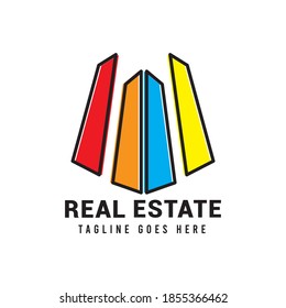 Simple abstract home real estate logo icon vector template.