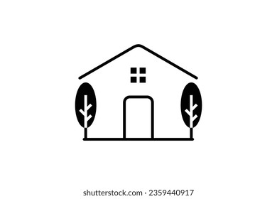 simple abstract house line style vector
