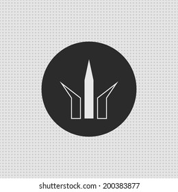 Simple abstract icon. Black minimal sign, with dots seamless pattern. Three peaks symbol, with endless background. Easy to edit. Vector illustration - EPS10.