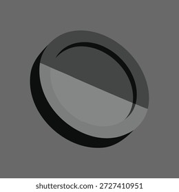 Ilustración abstracta simple de un disco circular oscuro con una luz brillante y sombra suave