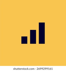 Simple abstract illustration of a three-bar graph on a yellow background, symbolizing growth and progress