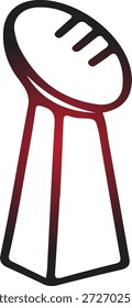 Ilustração simples e abstrata de um troféu, representando a vitória, a conquista e a competição em um design estilizado e minimalista com um gradiente de vermelho e preto