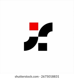 Diseño de logotipo de letra inicial abstracta simple JR.