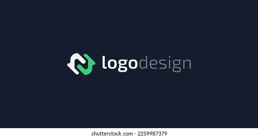 Simple and Abstract Initial Letter N Logo with Negative Space Style. For Business and Technology Company Logo