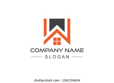 simple Abstract Initial Letter W roof of House Logo. Usable for Construction Architecture Building Logo Design Template Element.