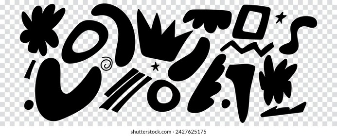 Formas de manchas irregulares abstractas simples. Elementos de diseño Doodle.