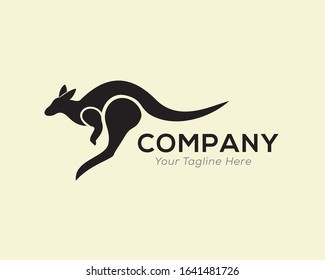 Simple abstract jump fast kangaroo logo design inspiration