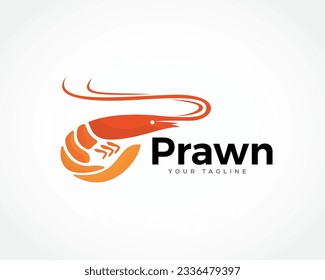 simple abstract jump prawn shrimp sea food logo icon symbol design template illustration inspiration