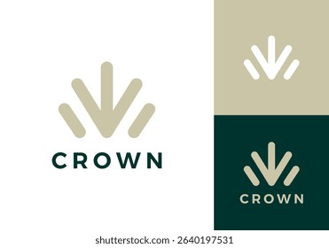 simple abstract king logo. line art luxury crown vector design concept	

