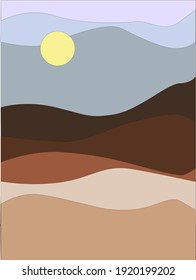 Simple abstract landscape design in earth tones EPS10 vector illustration for decor, print, poster, broshure etc.