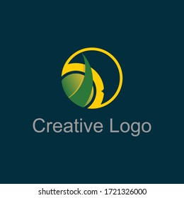 Simple abstract with leaf concept logo icon vector design