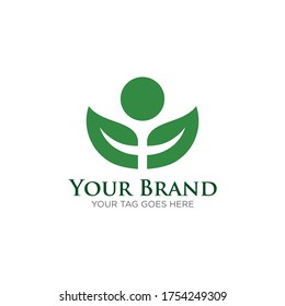 Diseño del logotipo de la planta de hojas de forma abstracta simple