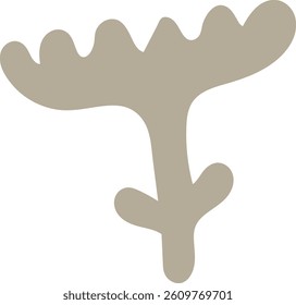 A simple abstract leaf shape with smooth edges in a minimalist style. The organic form resembles a stylized plant outline with flowing curves. Cartoon vector illustration.