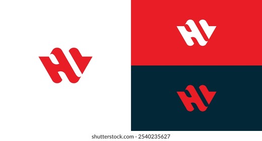 Simple and abstract letter HW or WH monogram logo design vector
