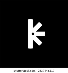 Simple abstract letter K logo design with black background.