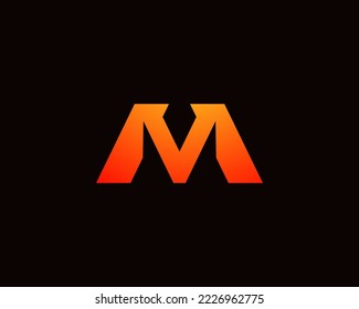 Letra simple y abstracta plantilla de diseño del logotipo M sobre fondo negro. 