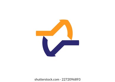 Simple and Abstract Letter N Logo Design with Yellow and Blue Color Combination. N Logo with Negative Space Style, Suitable for Business and Technology Company Logo