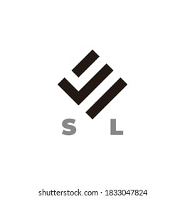 simple abstract letter sl square line logo vector