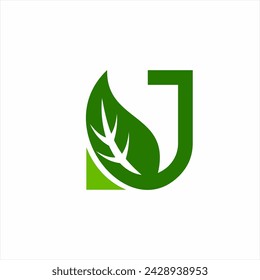 Letra abstracta simple diseño del logotipo de UJ con hojas.