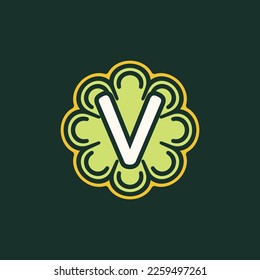 letra simple y abstracta logotipo de la planta vegetal V