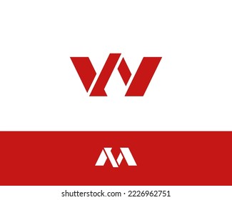 Einfache und abstrakte Briefvorlage W und M Logo auf weißem und rotem Hintergrund. flaches Logo-Design und Symbol 