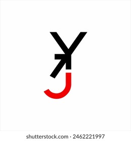 Simple abstract letter YJ logo design with arrow sign.
