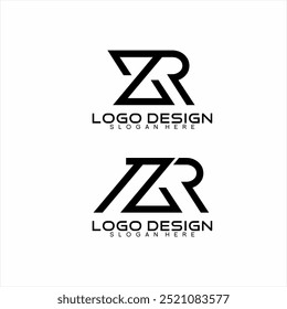 Simple abstract letter ZR, NGR, NZR logo design.