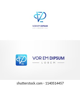 Simple abstract letters combination logo for branding identity. Vector image.