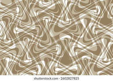 simple abstract light brown color creative wavy plaid line pattern abstract geometric seamless pattern with swirling plaid lines in beige and white