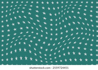 simple abstract light color small star wavy distort pattern a green background with white stars and a green background