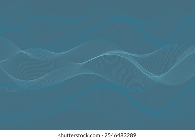  einfache abstrakte helle kühle Farbe kreative geometrische wellenförmige Linienmuster eine blaue Welle mit wellenförmigen Linien auf grauem Hintergrund