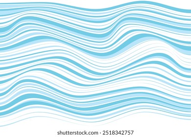 simple abstract light cool sky color horizontal thin to thick wavy distort line pattern a blue wave with a white background that says blue lines