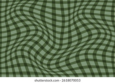 simple abstract light deep ancient color line plaid check tartan gingham wavy line pattern that can be used as a background or texture warped green checkered grid illusion