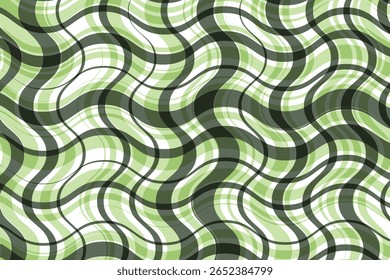 simple abstract light green and olive color creative geometric thin to thick check plaid line pattern abstract green wave pattern wavy abstract grid with green and black tones