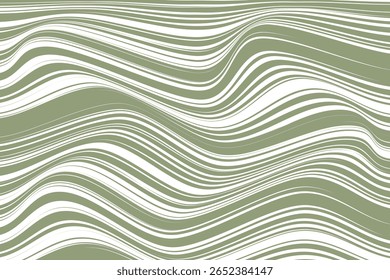 simples abstrato luz azeitona cor antiga criativa geométrica fina a grossa ondulada distorcer padrão de linha linhas onduladas abstratas fluindo formas orgânicas em verde-oliva e branco