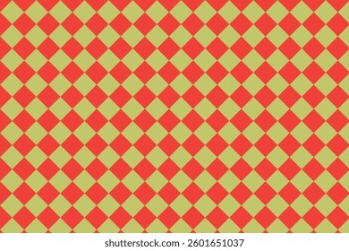 simple abstract light olive color square grid line pattern on orange color background red and green rhombus geometric pattern vibrant harlequin diamond pattern with bold red and yellow
