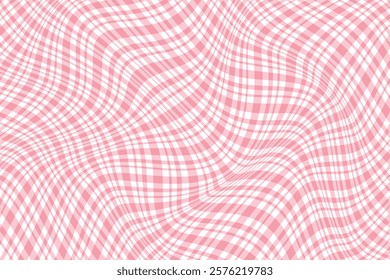 simple abstract light pink color thin to thick creative check plaid diagonal wavy distort line pattern pink plaid wave pattern
