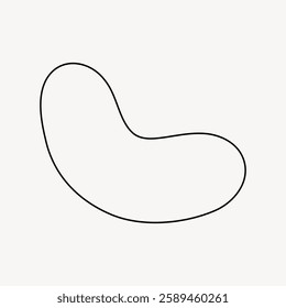 Simple abstract line art of a bean shape. Minimalist bean shape with a smooth outline. Bean shape art for modern decor. Bean shape design for simplicity. Frame vector with copy space.