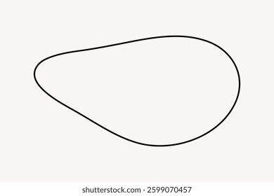 Simple abstract line art of an irregular shape on a light background. Minimalist design with a single black line forming a unique abstract shape. Frame vector with copy space.