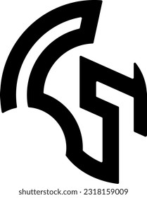 Simple Abstract Line Design of Spartan Fighter Helmet
