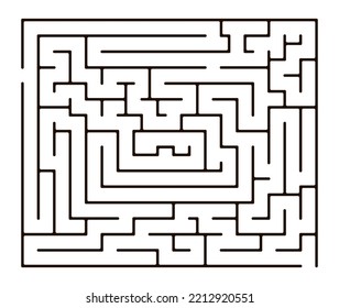 Simple abstract line maze on white background. Labyrinth puzzle. Vector illustration. Education logic game for kids. Brain trainer. Find the way and right solution for exit.