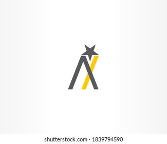 Estilo de línea simple resumen y logotipo de estrella