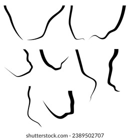 Simple ilustración de vector de línea abstracta con diez estilos distintos, raíz, fondo blanco.