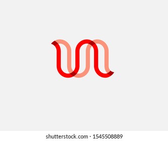 Simple abstract linear logo of two red lines for the company