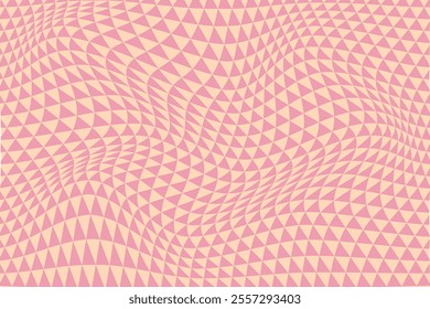 simple abstract lite cream color creative small triangle wavy distort pattern on lite pink color background pink geometric pattern on a beige background