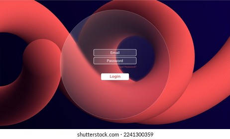 simple abstract login page with glass effect